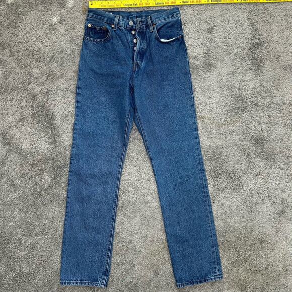 Levi's High Rise Button Fly Jeans in Deep Blue - Picture 2 of 10